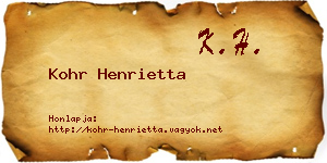 Kohr Henrietta névjegykártya