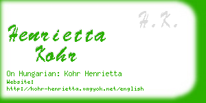 henrietta kohr business card